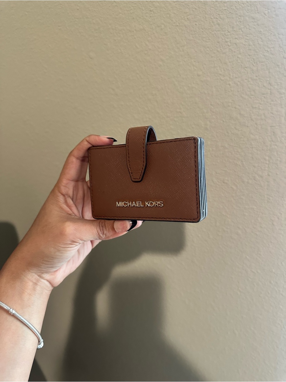 Michael Kors Brown Saffiano Leather Card Case Wallet